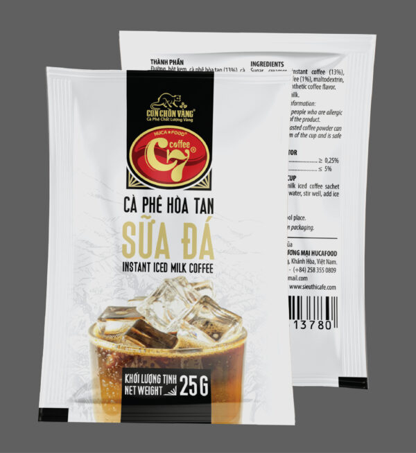 三合一冰牛奶速溶咖啡 - C7 金黄鼠狼 - 盒装 10 包 x 25 克。
