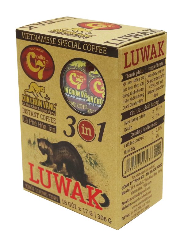 Cà phê hòa tan 3in1 Luwak Con Chồn Vàng C7 - Huca Food