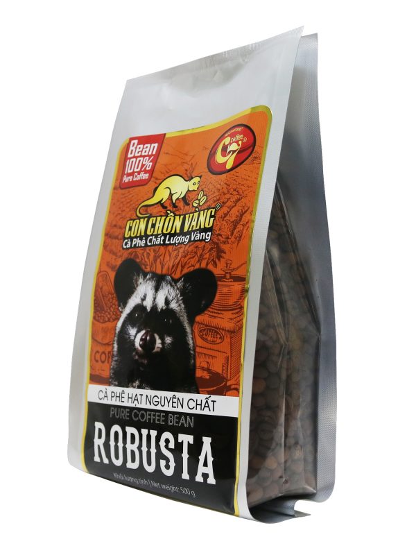 순수 로스트 로부스타 커피 콩 - 황금 족제비 - 500Gr 가방