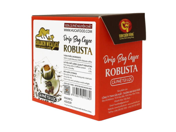 Cà phê phin giấy - cà phê túi lọc Robusta - Huca Food “Drip Bag Coffee”