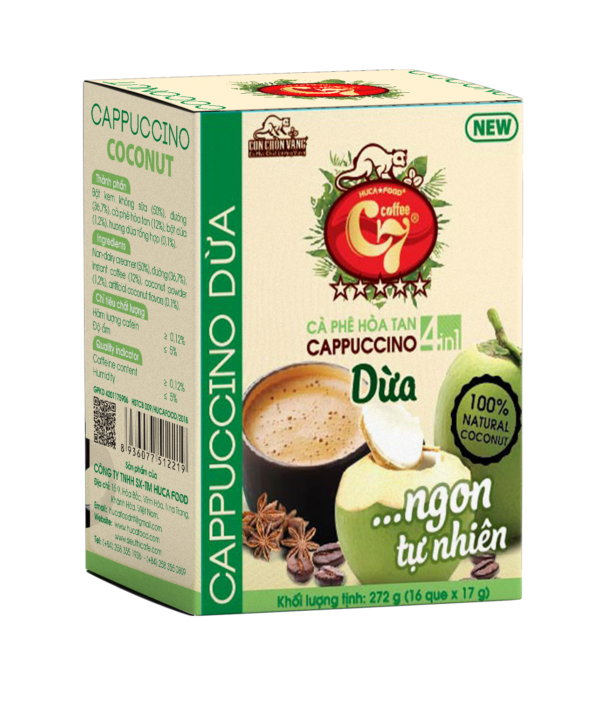 4合1椰子味速溶咖啡 - 金鼬C7咖啡 - 盒装 16 包 - HUCAFOOD.