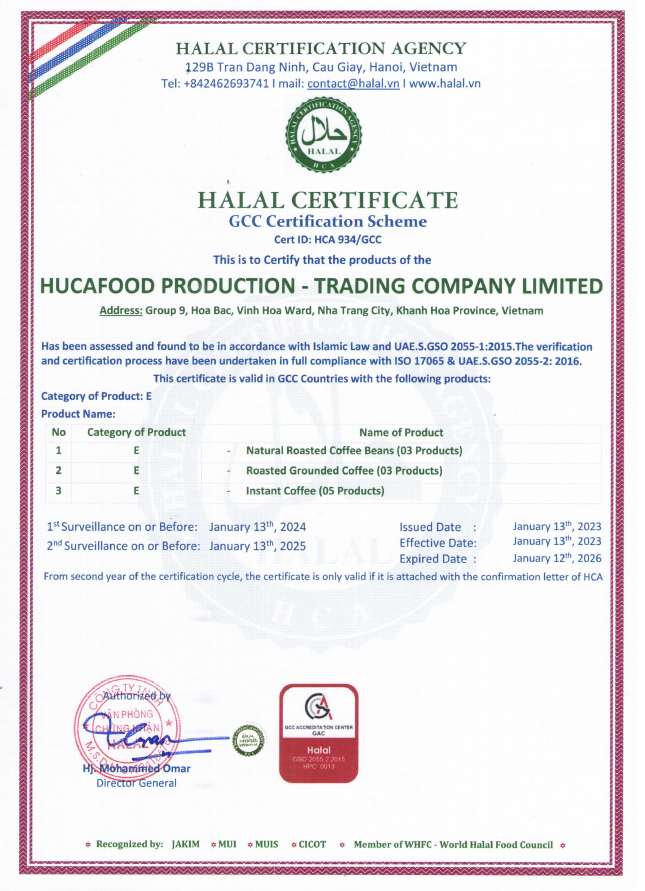 HALAL Certification HUCA FOOD Co., Ltd.