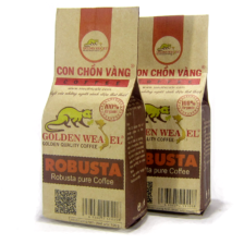 Cà phê Robusta rang xay nguyên chất 100%, túi 100gr.