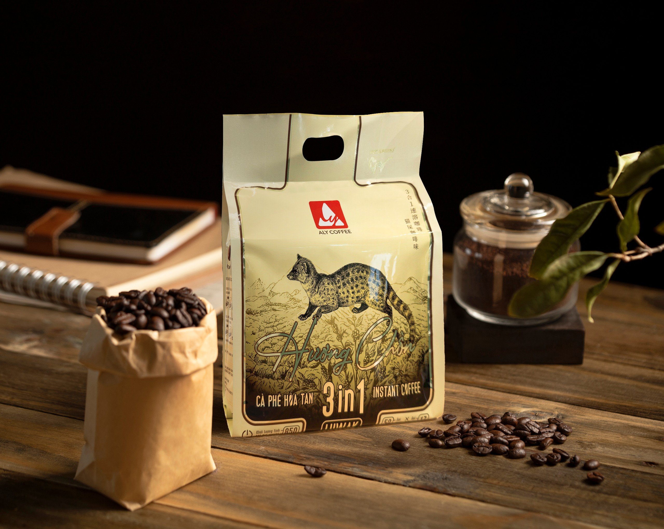3 合 1 水貂味速溶咖啡 – ALY COFFEE – 袋装 50 包 x 17 克