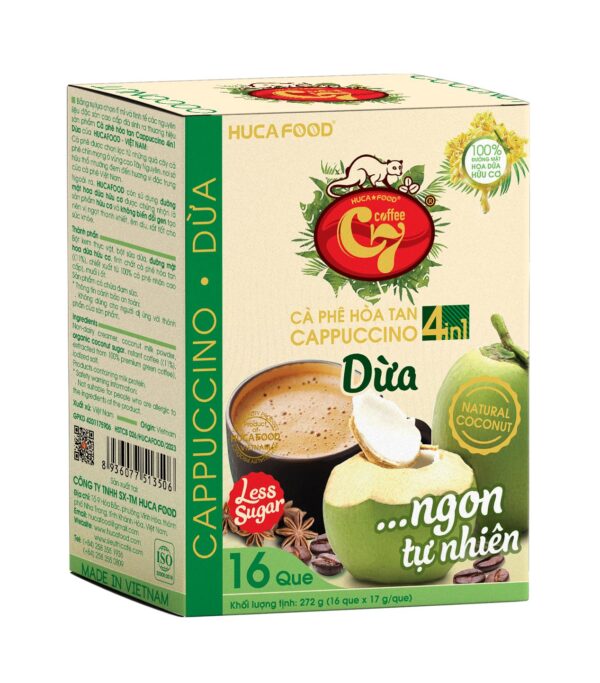 Cà phê dừa cappuccino 4in1 - Con Chồn Vàng C7- HUCAFOOD